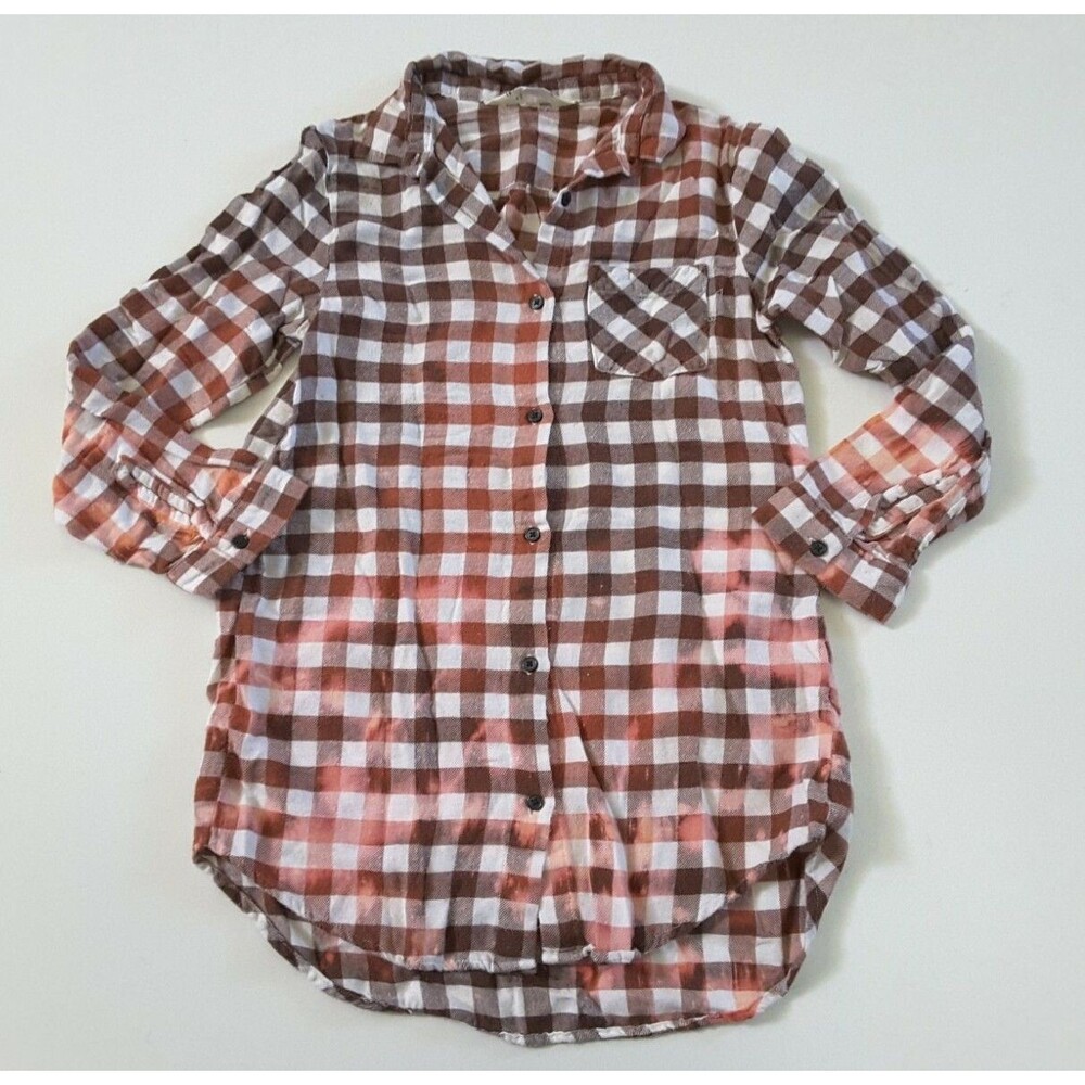 Upcycled Distressed Bleached Hand Dyed Ombre Grunge Rockabilly Shirt Youth 9-10y